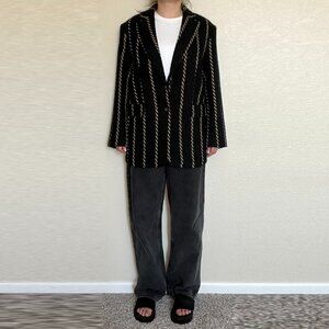 H&M Blazer Black Striped Size M